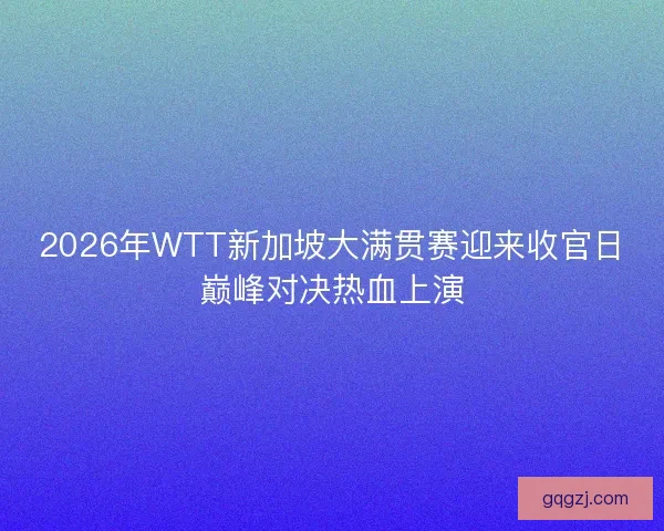 2026年WTT新加坡大满贯赛迎来收官日巅峰对决热血上演