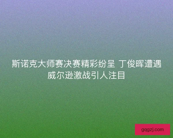斯诺克大师赛决赛精彩纷呈 丁俊晖遭遇威尔逊激战引人注目
